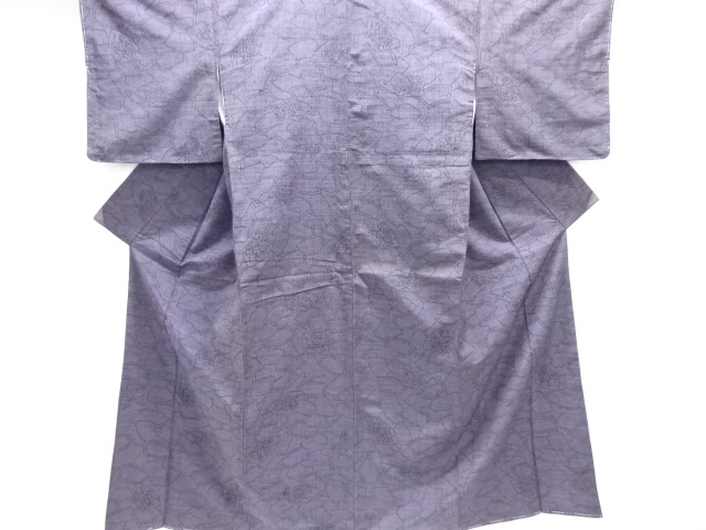 JAPANESE KIMONO / ANTIQUE KIMONO / SILK / TSUMUGI / WOVEN JIGAMI PATTERN